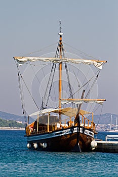 Wooden ship in port