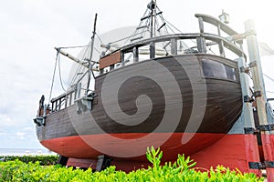 Wooden ship replica, medieval caravel