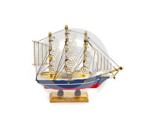 Wooden ship toy model isolated