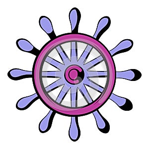 Wooden ship wheel icon, icon cartoon
