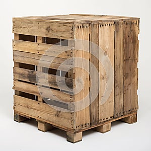 Wooden Shipping Crate on White Background