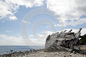 Wooden shipwreck photo