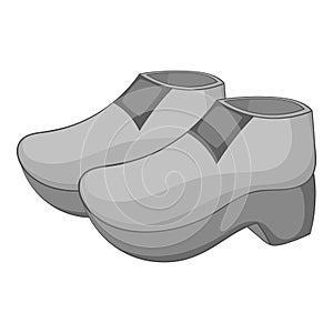 Wooden shoe icon monochrome