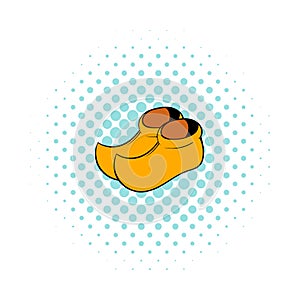 Wooden shoes icon, comics style