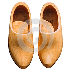 wooden shoes on a white isolated background