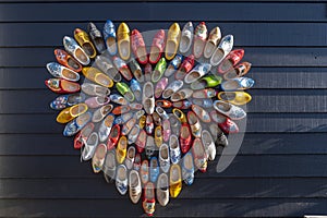 Wooden shoes at the Zaanse Schans open-air museum in Zaandam. Province of North Holland in the Netherlands