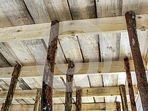 Wooden shuttering with props