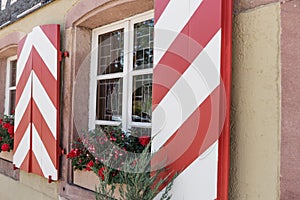 Wooden shutters in red and white