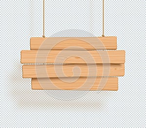 Wooden Sign 4 Line Title Banner Plain 3d Hanging From Rope
