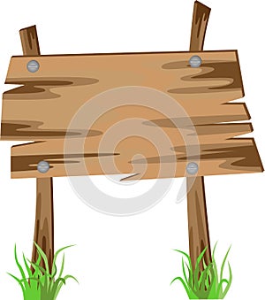 Wooden sign on a grass