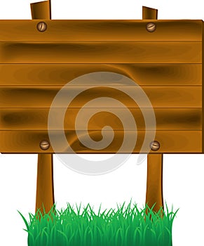 Wooden sign on a grass