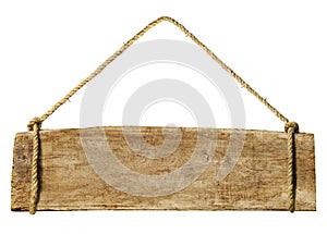 Wooden Sign Hanging From Rope Concept