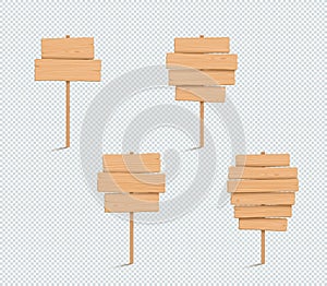Wooden Sign Plain Empty 3d Stacked Planks List Set