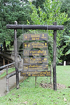 Wooden sign in Pong Duet Hot Springs