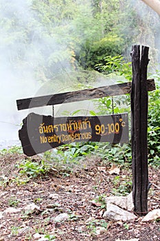 Wooden sign in Pong Duet Hot Springs