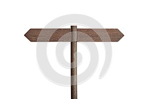 Wooden sign post with two blank boards pointing in different directions