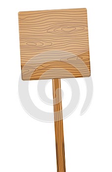 Wooden sign post on white background.