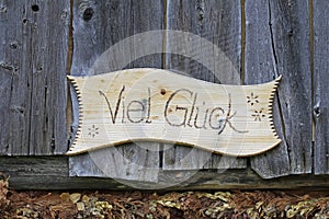 Wooden sign Viel GlÃ¼ck