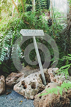 Wooden sign in wedding ceremony