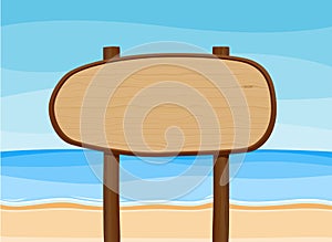 Wooden signboard in beach