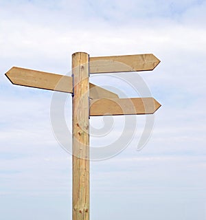 A wooden signpost