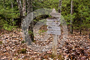 Wooden signpost in Acadia National Park