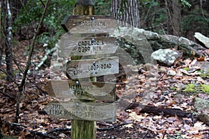 Wooden signpost in Acadia National Park