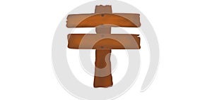 Wooden signpost. Wooden floor shield. Illustration. Arrow pointing. Hanging chain. White background