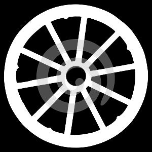 wooden  silhouette of wagon wheel isolated on black background