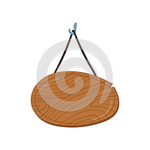 Wooden singboard hanging on ropes cartoon vector Illustration
