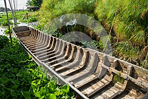 Wooden skeleton structure of the asian local boat