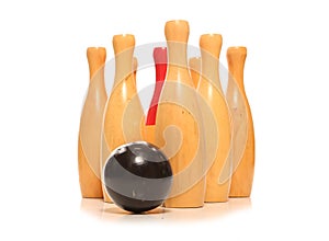 Wooden skittles and ball