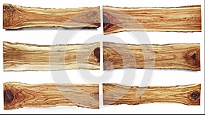 Wooden slabs isolated on a white background.