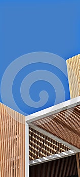 wooden slat geometric square shape exterior design decoration contemporary style minimal abstract background