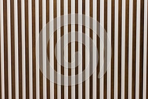 Wooden slats on floor or wall in vertical parallel pattern, background panel texture, horizontal image