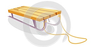 Wooden sledge cartoon vector illustration