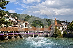 Wooden sluice bridge in Thun