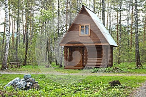 Wooden small house in a wood