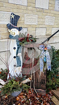 Wooden Snowman Outdoor Christmas Decoration