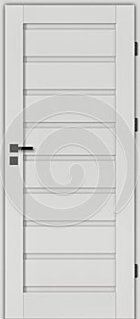 Wooden solid interior doors in white with a black handle