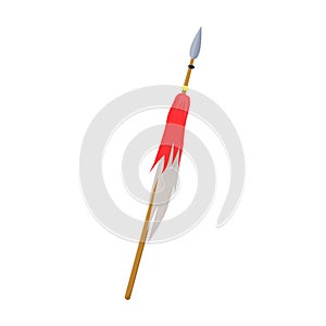 Wooden spear with metal tip.Mongol Tatar national weapon.Mongolia single icon in cartoon style vector symbol stock