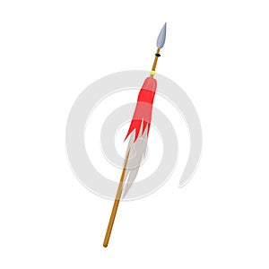 Wooden spear with metal tip.Mongol Tatar national weapon.Mongolia single icon in cartoon style vector symbol stock photo