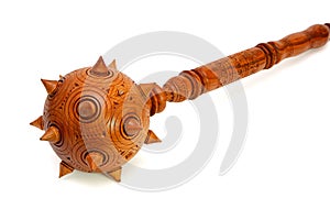 Wooden spiky souvenir mace isolated