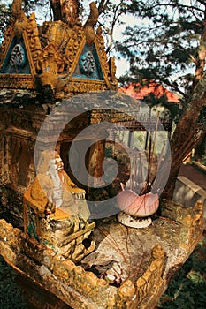 A wooden spirit house or tope taveda in khmer