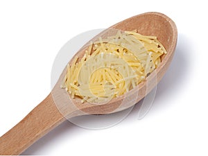 Wooden spoon with dry pastas