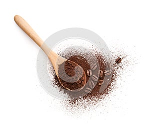 Wooden Spoon filled with coffee powder