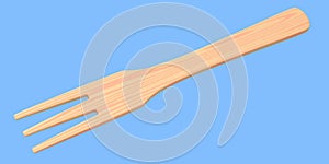 Wooden spoon or kitchen utensils on blue background.