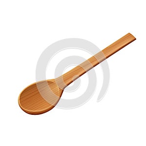 Wooden spoon for liquid food on a white background, cutlery. Vector illustration