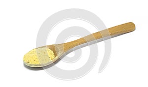 wooden spoon with vegeta spice isolated on white background