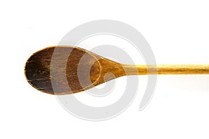 Wooden spoon on white background